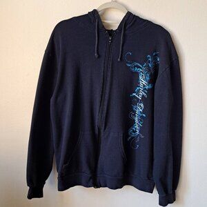 Harley Davidson Womens Black Zip Up Hoodie Size 2XL